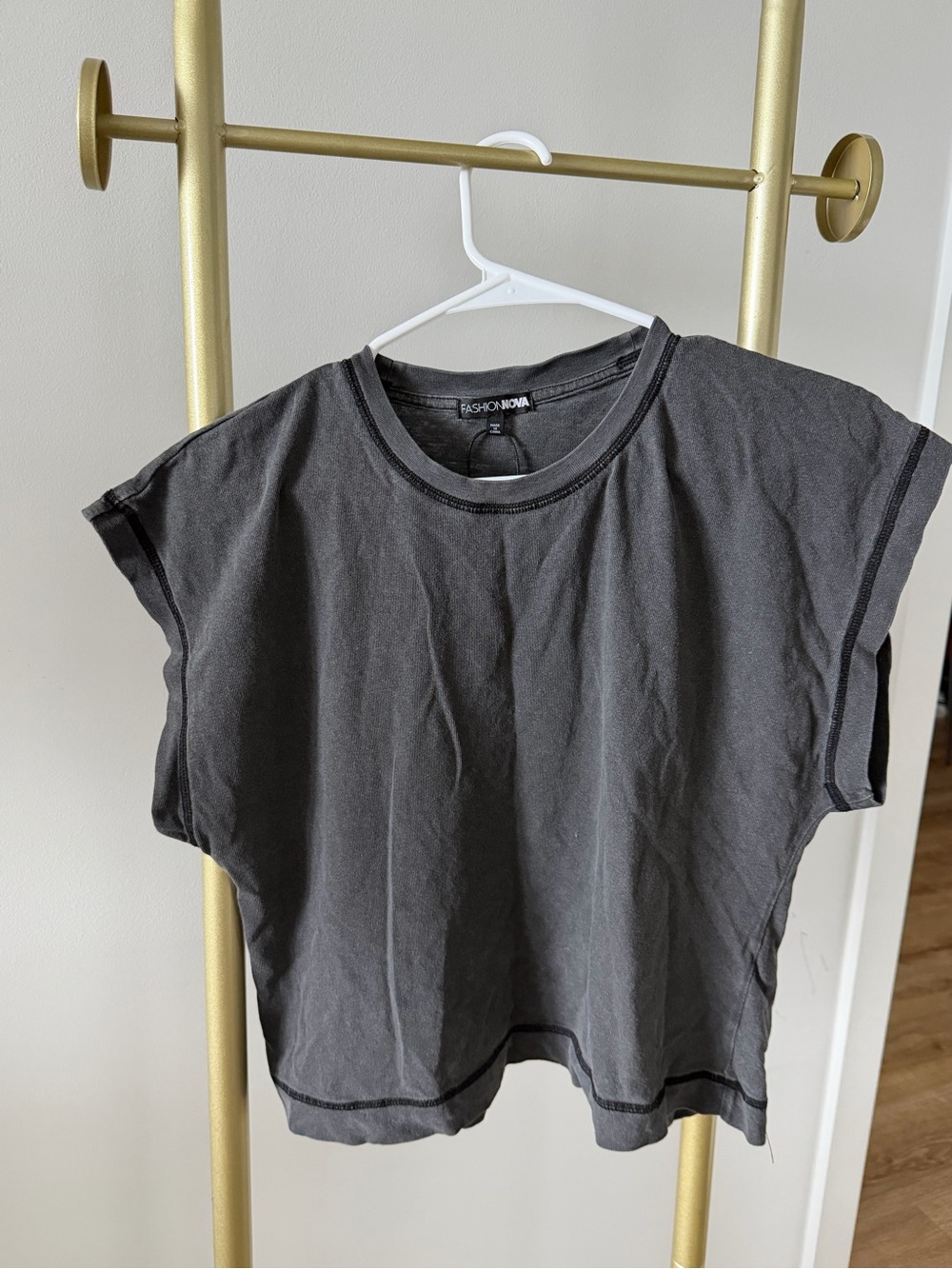 Washed black crop top